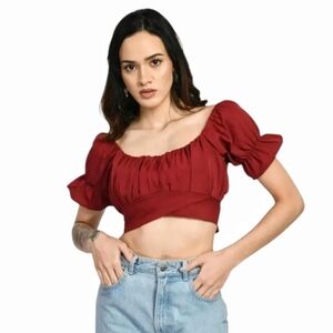 Better Be - Burgundy Crop Top Back Ties